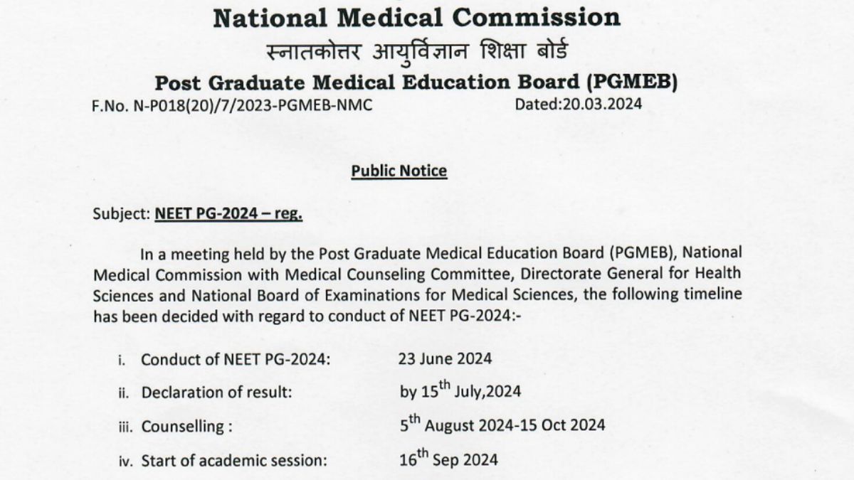 NEET PG 2024 Exam City Allotment Released Today